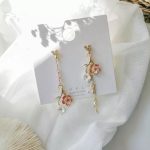 گوشواره قلب و شاخه گل